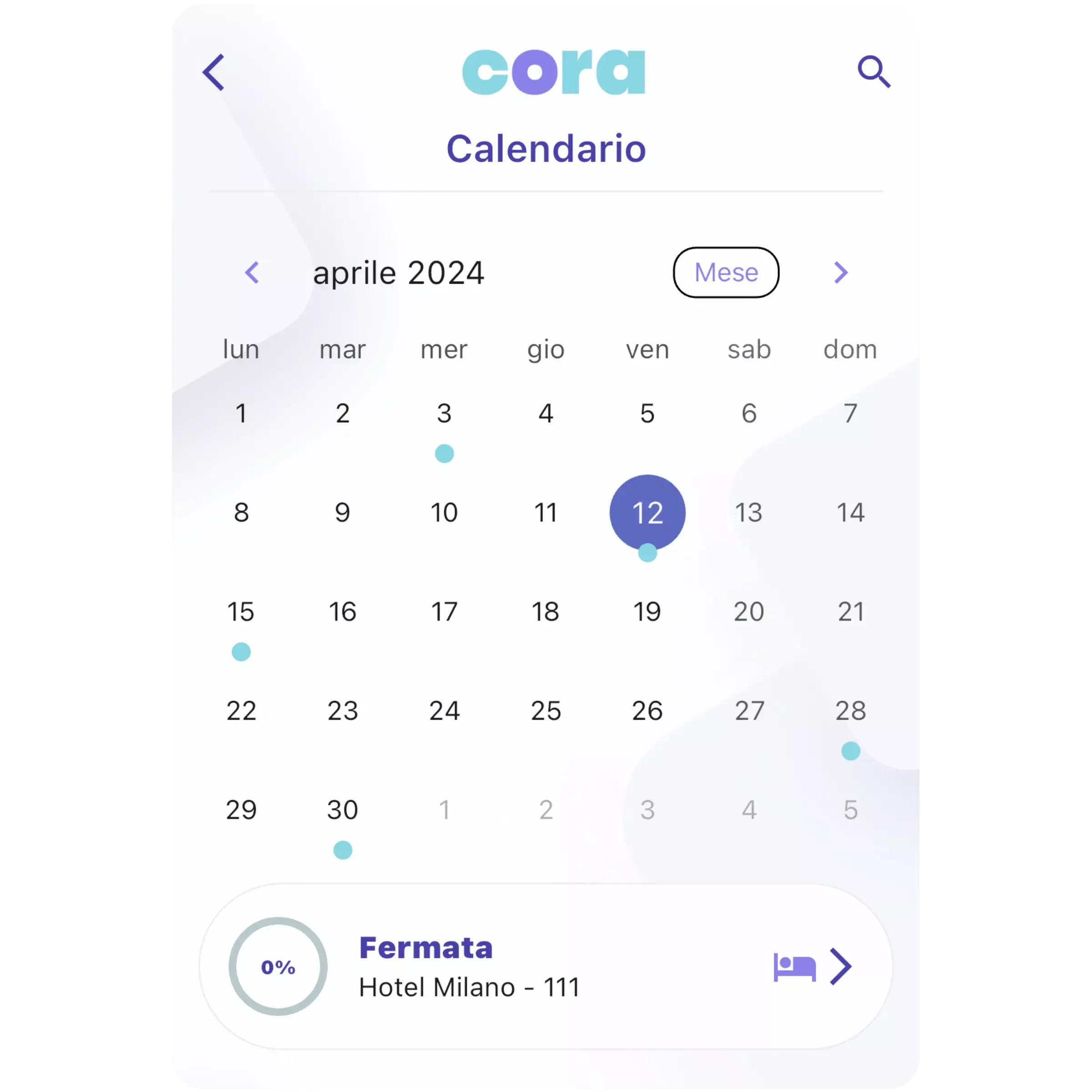 App housekeeping Calendario su app